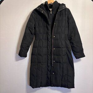 Cole Haan Puffer Down Jacket Womens Small Quilted Hooded Coat Black